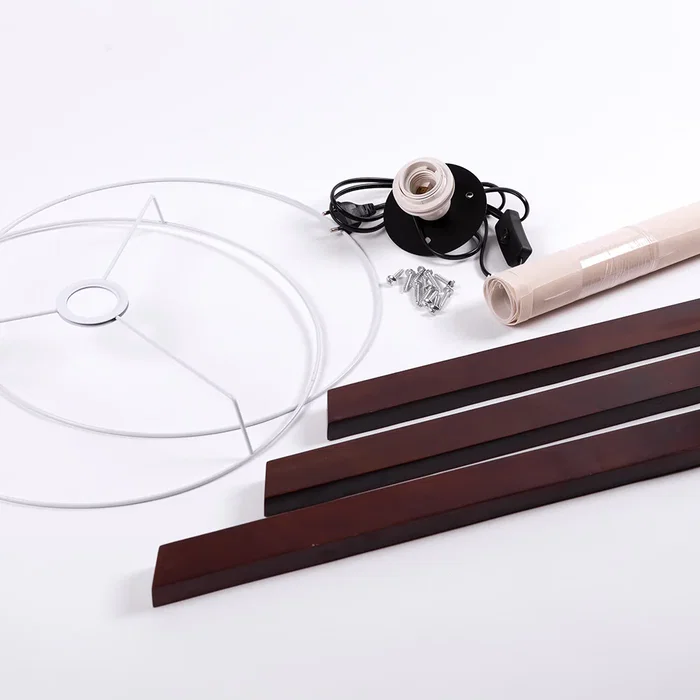 Lámpara de Suelo "Kano" [OPV-780SGN2429] Trípode Madera Pantalla Tela Diseño Nórdico