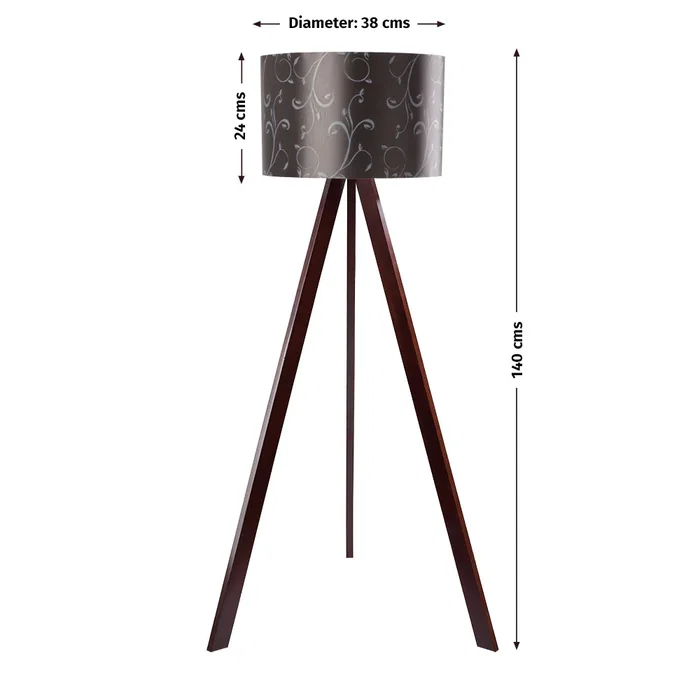 Lámpara de Suelo "Kano" [OPV-780SGN2429] Trípode Madera Pantalla Tela Diseño Nórdico