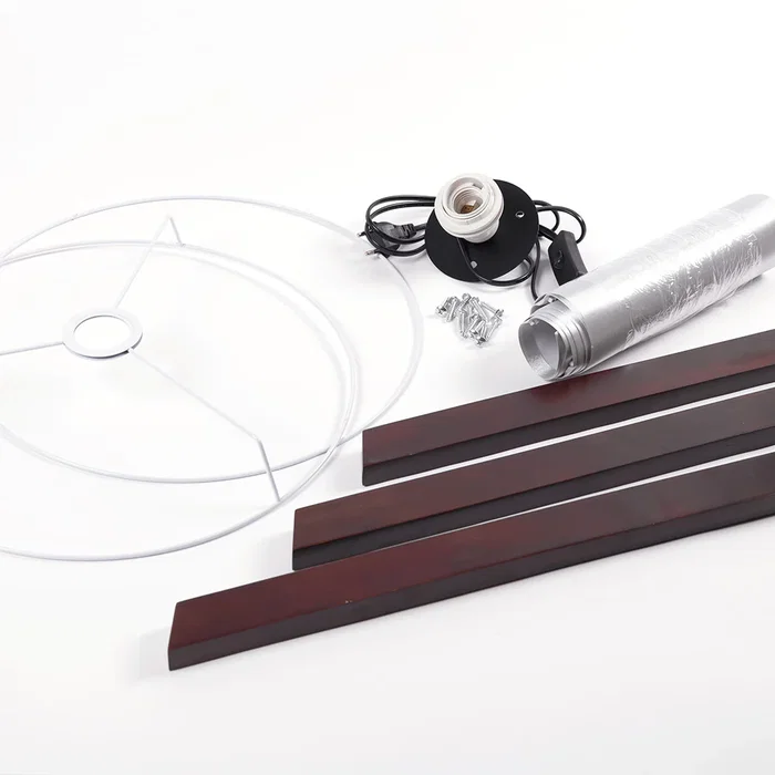 Lámpara de Suelo "Kano" [OPV-780SGN2429] Trípode Madera Pantalla Tela Diseño Nórdico