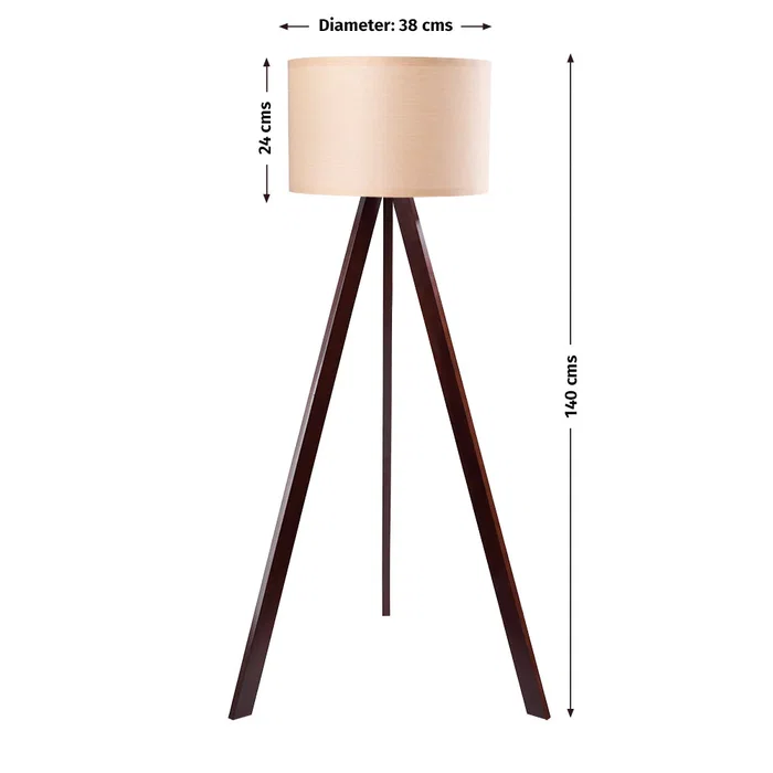 Lámpara de Suelo "Kano" [OPV-780SGN2429] Trípode Madera Pantalla Tela Diseño Nórdico