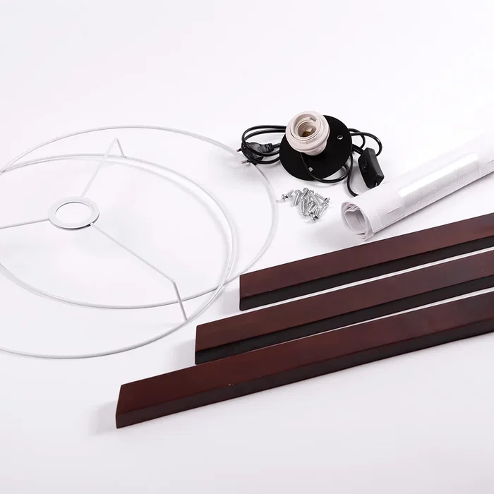 Lámpara de Suelo "Kano" [OPV-780SGN2429] Trípode Madera Pantalla Tela Diseño Nórdico