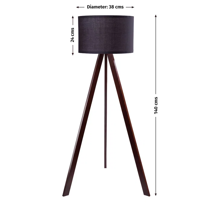 Lámpara de Suelo "Kano" [OPV-780SGN2429] Trípode Madera Pantalla Tela Diseño Nórdico