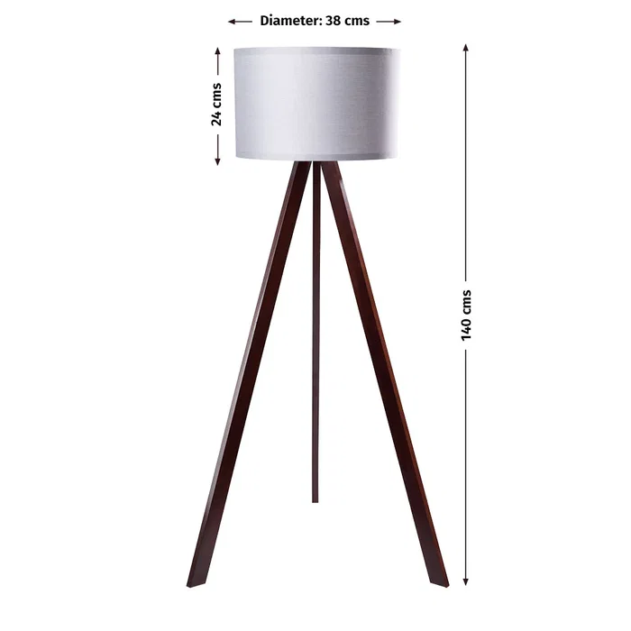 Lámpara de Suelo "Kano" [OPV-780SGN2429] Trípode Madera Pantalla Tela Diseño Nórdico
