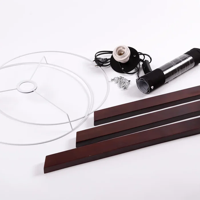 Lámpara de Suelo "Kano" [OPV-780SGN2429] Trípode Madera Pantalla Tela Diseño Nórdico