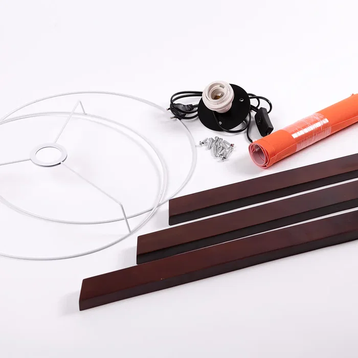 Lámpara de Suelo "Kano" [OPV-780SGN2429] Trípode Madera Pantalla Tela Diseño Nórdico