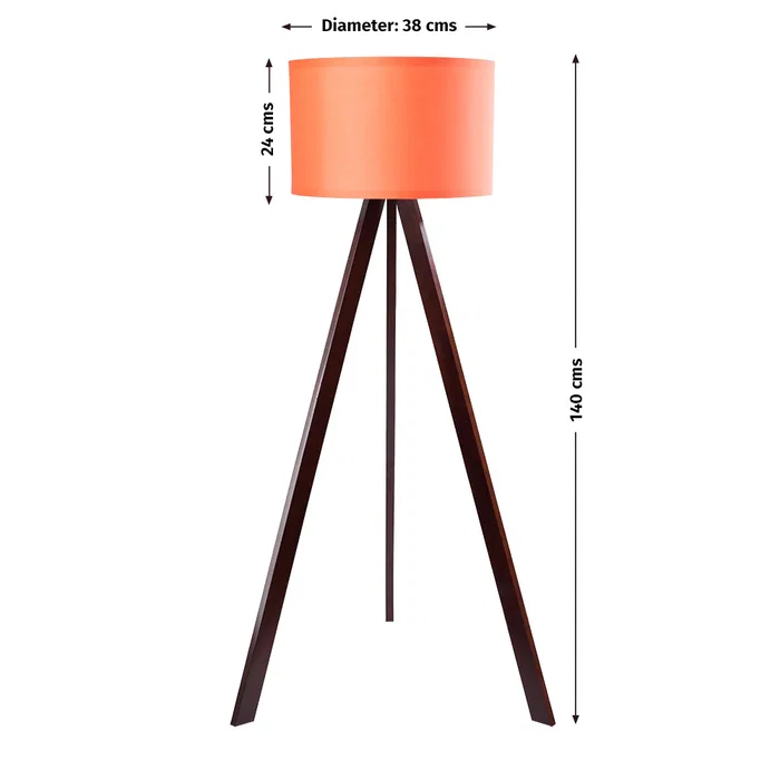 Lámpara de Suelo "Kano" [OPV-780SGN2429] Trípode Madera Pantalla Tela Diseño Nórdico