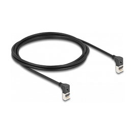DeLOCK Cable de red Cat.6A S/FTP Slim 90° 2 m Negro