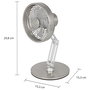 Unold Steel Flex 86705 Ventilador de Mesa Recargable, Cromo, 14 cm, 4 W, 12 h de Autonomía