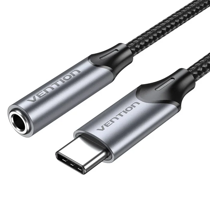 Vention Adaptador Audio BGMHA, Cable 3.5mm Hembra a USB-C Macho 10cm Gris, Compatible con Samsung, Huawei, Xiaomi, Apple, OnePlus