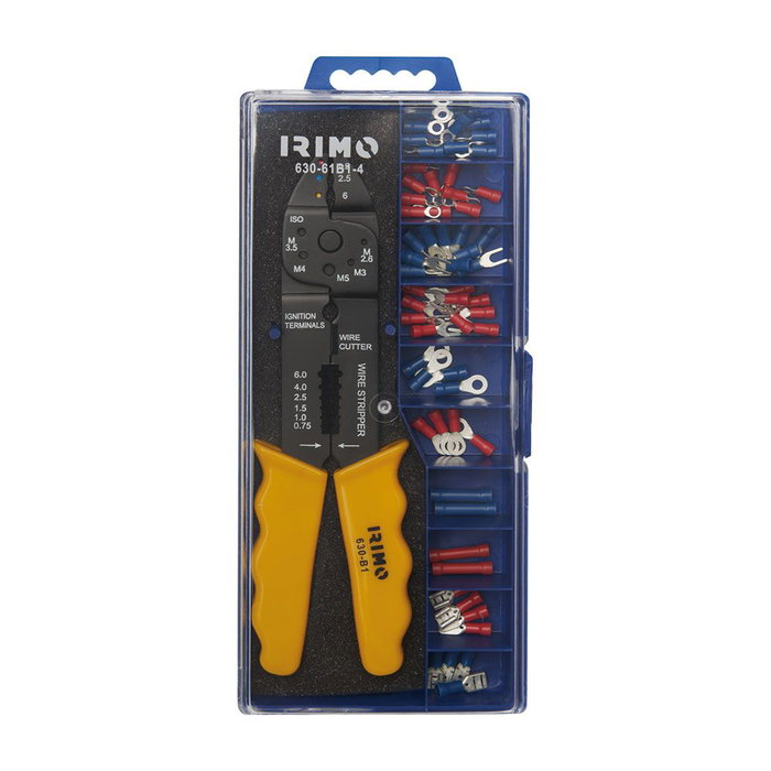 Irimo 630-61b1-4 Alicates para Engastar con 60 Terminales Aislados para 1.5/2.5/6mm², Corte M2.6-M5.0 y Pelado 0.75-6.0mm²