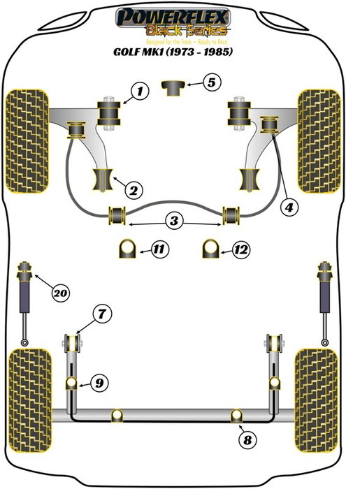Powerflex Silentblock Exterior Trasero Barra Estabilizadora 20.5 mm PFR85-226-20.5BLK