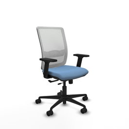 PIQUERAS Y CRESPO Silla de oficina Haches con mecanismo Sincro/Traslack, Azul cielo y Blanco