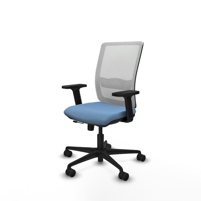 PIQUERAS Y CRESPO Silla de oficina Haches con mecanismo Sincro/Traslack, Azul cielo y Blanco