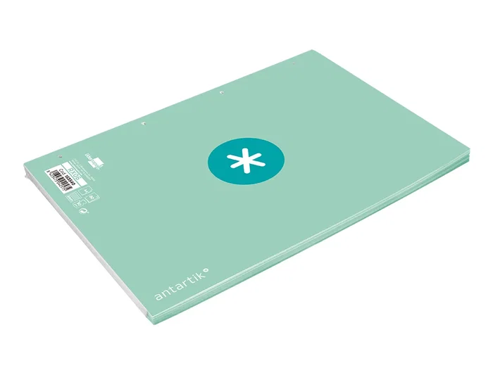 Antartik Recambio A4 80 hojas 90gr cuadro 5 mm 4 taladros 1 banda marco color menta