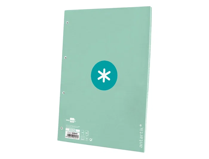 Antartik Recambio A4 80 hojas 90gr cuadro 5 mm 4 taladros 1 banda marco color menta