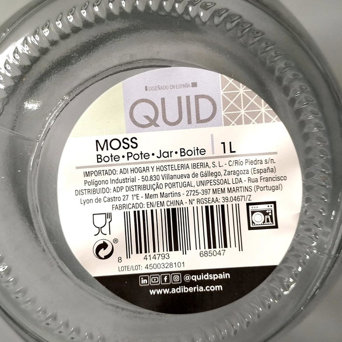 Quid Bote de Vidrio Moss 1 L Gris