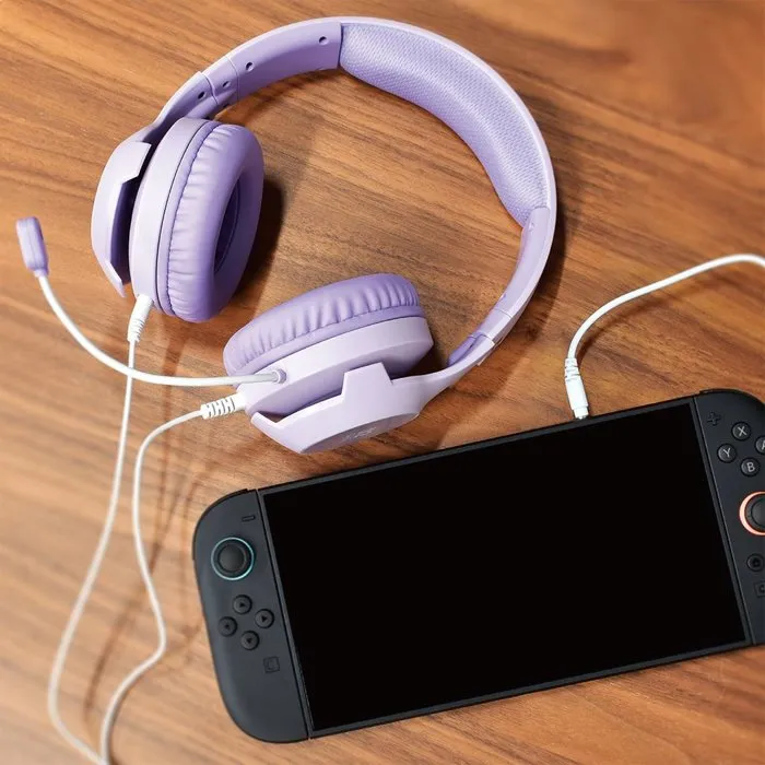 Hori Auriculares Gaming con Cable para Nintendo Switch 2, Micrófono Flexible, Color Lavanda - HOR4961818042223