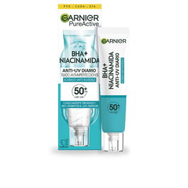 Garnier Pure Active BHA + Niacinamida Fluido Anti-imperfecciones Mate Invisible SPF50+ 40 ml - Tratamiento Acné, Puntos Negros y Poros