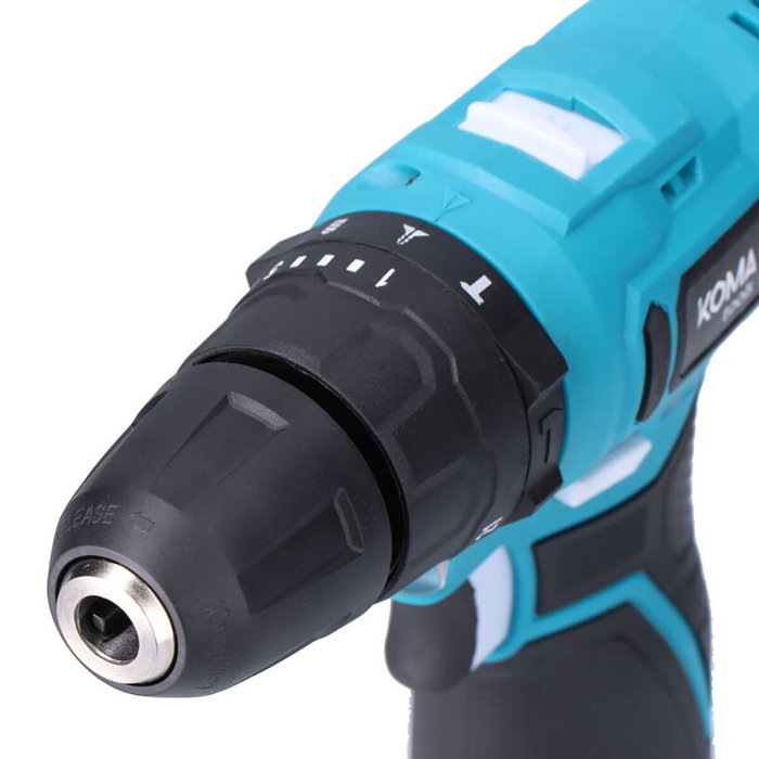 Koma Tools Kit taladro percutor 12 V con batería 2.0 Ah y accesorios