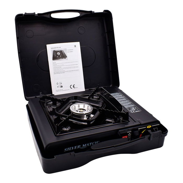 Silver Match Cocina Portátil de Gas 1 Fuego 20 kW 146 g/h Camping Exterior