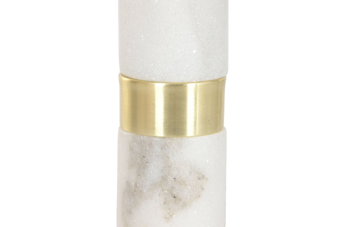 DKD Home Decor Mesita Auxiliar Moderna Blanco Dorado Metal Marmol 41 x 58 x 41 cm