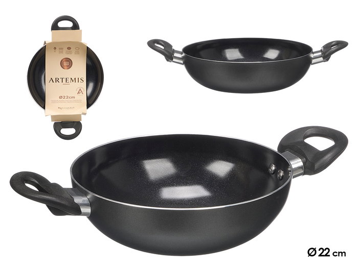 KINVARA Sartén Wok con Asas Antracita 22cm KINVARA Sartén Wok con Asas Antracita 22cm