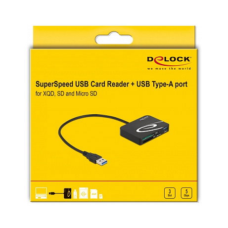 DeLOCK Lector de tarjetas 91756 para XQD/SD/Micro SD con puerto USB Tipo-A Negro DeLOCK Lector de tarjetas 91756 para XQD/SD/Micro SD con puerto USB Tipo-A Negro