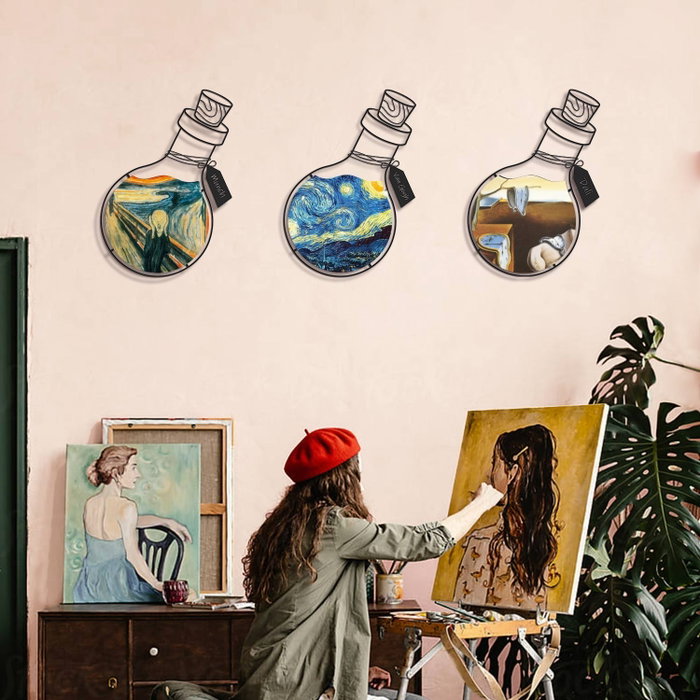 Wallity Set de 3 Arte de Pared de Metal APT710 Elegante y Moderno para Decoración de Hogar