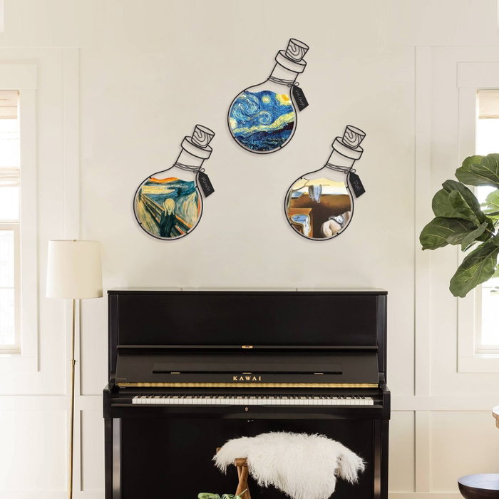 Wallity Set de 3 Arte de Pared de Metal APT710 Elegante y Moderno para Decoración de Hogar