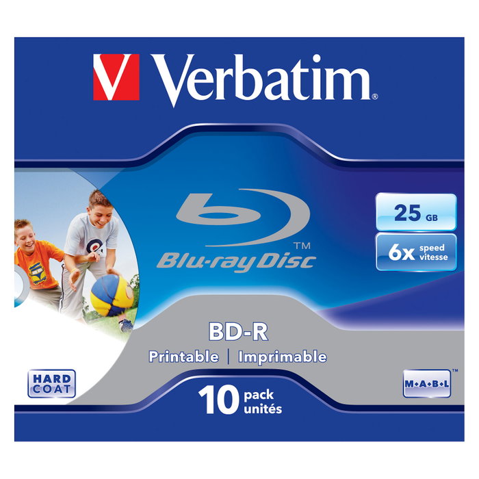 Verbatim BD-R Blu-Ray 25GB 6x Imprimible, Pack de 10 Jewel Case Verbatim BD-R Blu-Ray 25GB 6x Imprimible, Pack de 10 Jewel Case