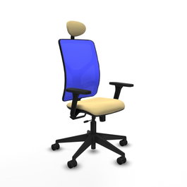 PIQUERAS Y CRESPO Silla de oficina Motilla Sincro/Traslack Crema y Azul