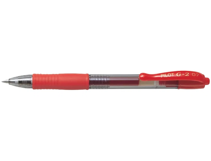 Pilot Bolígrafo G-2 Rojo Tinta Gel Retráctil Sujeción Caucho Punta 0.7mm Trazo 0.4mm Recargable 70% Reciclado