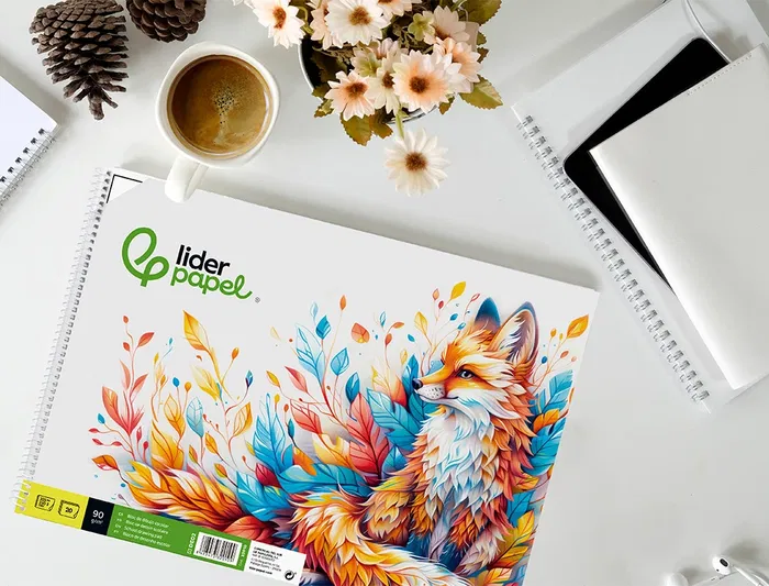 Liderpapel Bloc Dibujo Escolar Espiral 230x325mm 20 Hojas 90 gr/m2 con Recuadro