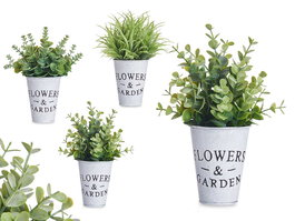 Ibergarden Planta Flor Verde Envejecid Bote Metal 23 cm Surtidos (Set de 12)