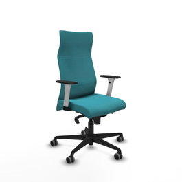PIQUERAS Y CRESPO Sillón Albacete con Mecanismo Sincro, Tela Turquesa, Brazos 1D y Ruedas 65mm