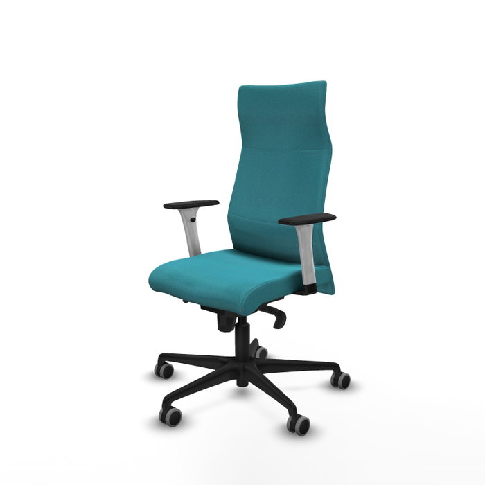 PIQUERAS Y CRESPO Sillón Albacete con Mecanismo Sincro, Tela Turquesa, Brazos 1D y Ruedas 65mm