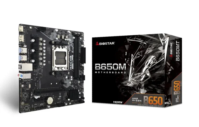 Biostar B650MT Placa Base AMD B650 Socket AM5 micro ATX con DDR5, PCIe 4.0, HDMI 1.4, DisplayPort 1.2, Realtek ALC897 Biostar B650MT Placa Base AMD B650 Socket AM5 micro ATX con DDR5, PCIe 4.0, HDMI 1.4, DisplayPort 1.2, Realtek ALC897