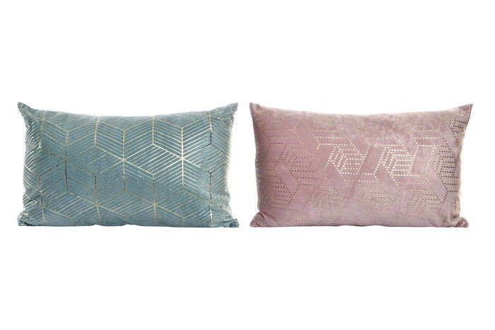 DKD Home Decor Cojín Geométrico Gold Geometric Rosa/Verde DKD Home Decor Cojín Geométrico Gold Geometric Rosa/Verde