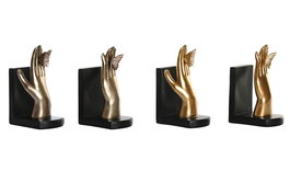 DKD Home Decor Sujetalibros Dorado Negro Resina 22 x 8.5 x 17 cm Set de 2