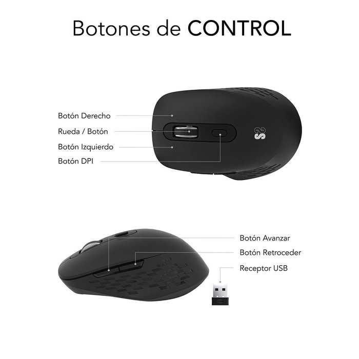 Subblim Curve Ergo Dual Ratón Ergonómico Inalámbrico Negro
