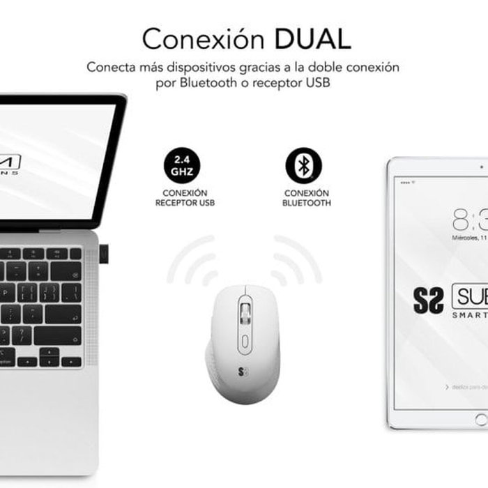 Subblim Curve Ergo Dual Ratón Ergonómico Inalámbrico Negro