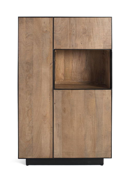 GINER Y COLOMER Aparador Alto Moderno 190 cm de Madera de Mango Natural con Marco de Hierro Negro, Estilo Industrial - Alto 141cm, Largo 90cm, Ancho 47cm GINER Y COLOMER Aparador Alto Moderno 190 cm de Madera de Mango Natural con Marco de Hierro Negro, Estilo Industrial - Alto 141cm, Largo 90cm, Ancho 47cm
