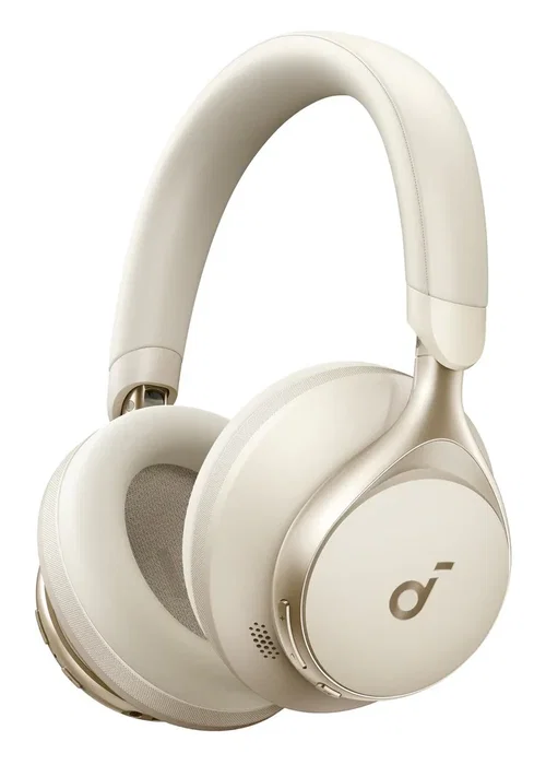 Soundcore Space One Auriculares Diadema con Cancelación Activa de Ruido (ANC), Bluetooth y Cable, 40h Batería, Color Crema