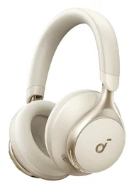 Soundcore Space One Auriculares Diadema con Cancelación Activa de Ruido (ANC), Bluetooth y Cable, 40h Batería, Color Crema