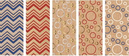 PRYSE Pack de 50 rollitos de papel de regalo kraft reciclado 70x200 cm con diseños zig zag y burbujas