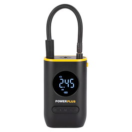 Powerplus Bomba de Aire Eléctrica con Batería USB-C 2000 mAh, 16 L/min, 10.3 Bar para Neumáticos, Pelotas y Colchones, Incluye 4 Adaptadores, Manguera y Bolsa