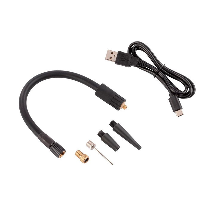 Powerplus Bomba de Aire Eléctrica con Batería USB-C 2000 mAh, 16 L/min, 10.3 Bar para Neumáticos, Pelotas y Colchones, Incluye 4 Adaptadores, Manguera y Bolsa