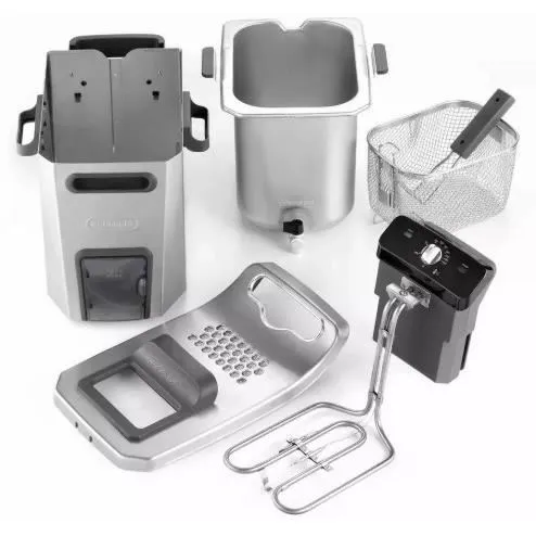 Delonghi Freidora de Aire FZ44851, 5 L, 3200 W, Color Acero Inoxidable, 29.3 x 41.7 x 23.2 cm