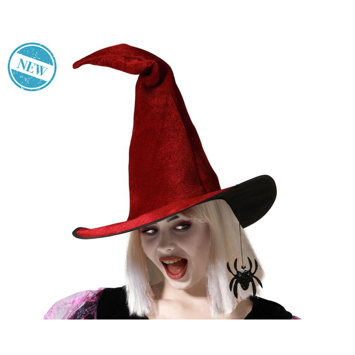 Sombrero de Bruja Morado con Tela de Araña y Cinta Negra para Halloween