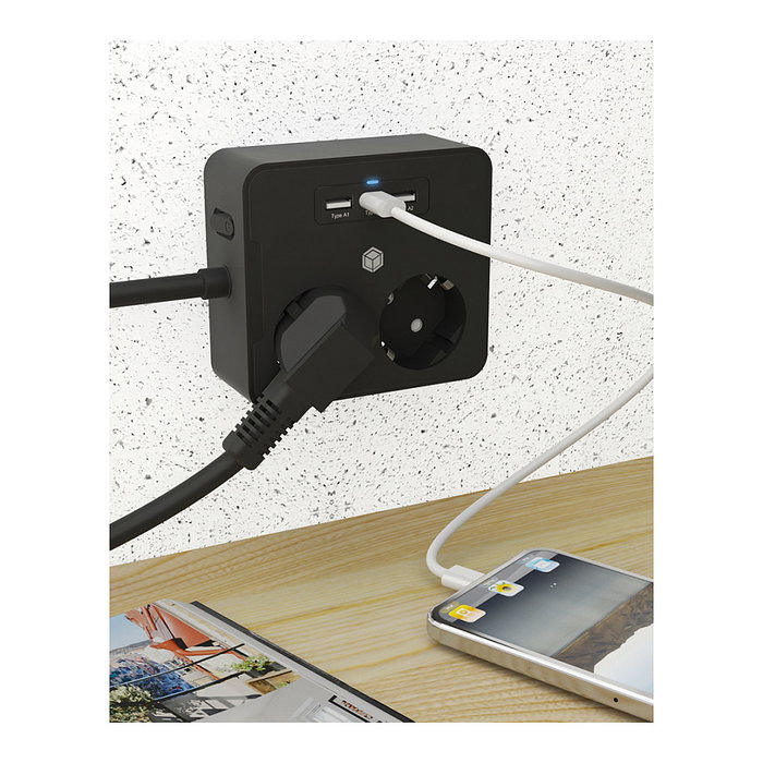 ICY BOX IB-MPS2220B-CH Regleta con 2 Salidas AC y 3 Puertos USB ICY BOX IB-MPS2220B-CH Regleta con 2 Salidas AC y 3 Puertos USB